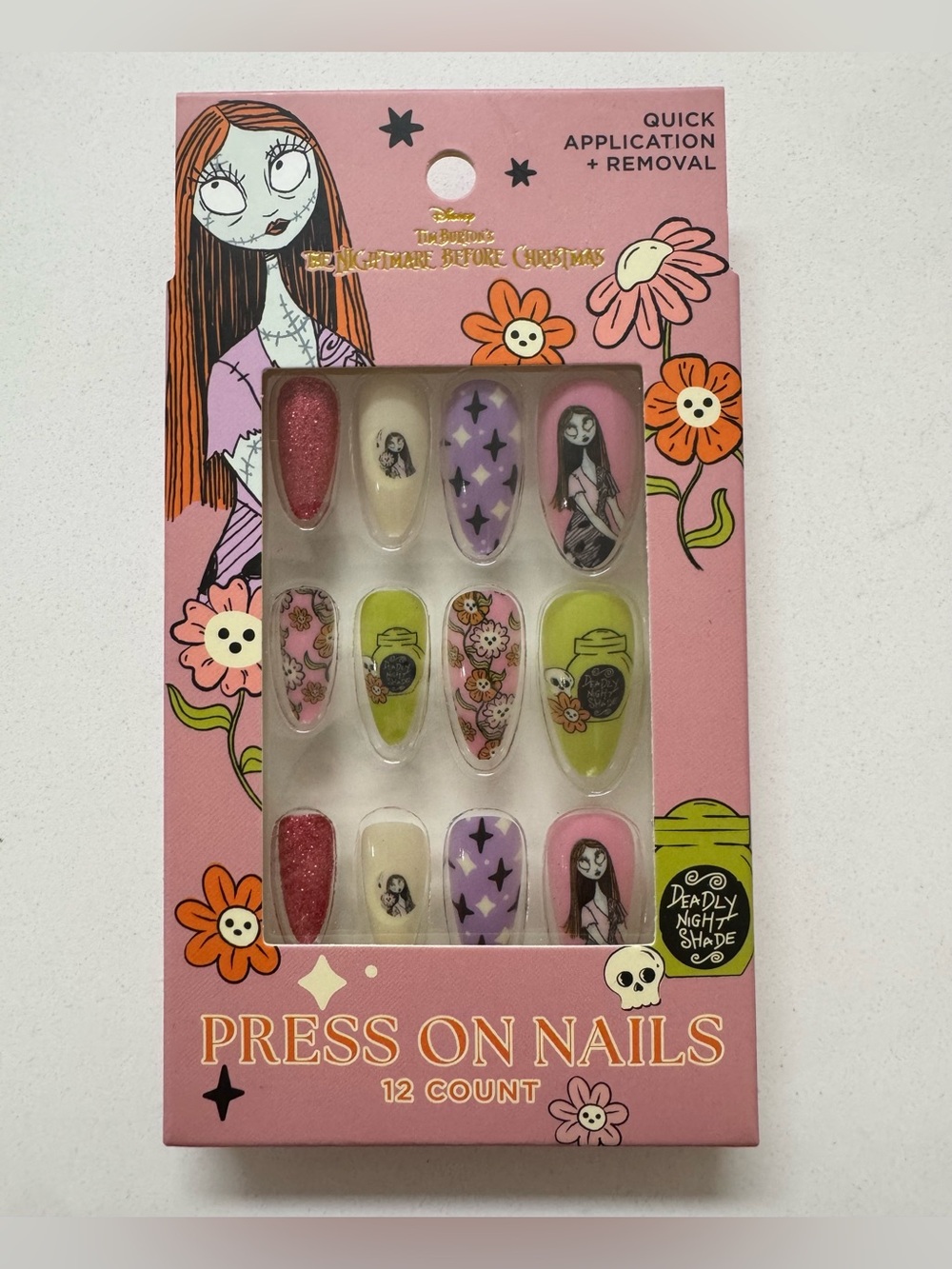 The Nightmare Before Christmas Sally Press-On Nails – Pink & Purple 12-Count